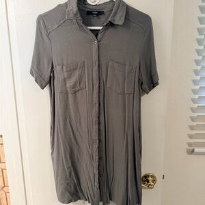 Lulu's Casual Gray Button Down Shirt